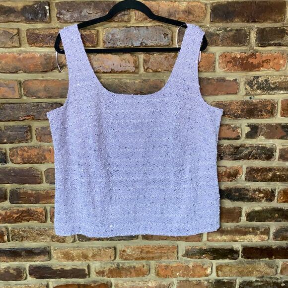 Alex Evenings Vintage Lilac Purple Embellished Sequined Knit Tank Top Women's 2X - Picture 1 of 6